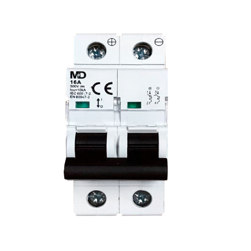 [MCB 2P 500VDC In=16A Icu=10kA] Interruptor Magnetotérmico 2 polos 500V DC 16A 10KA